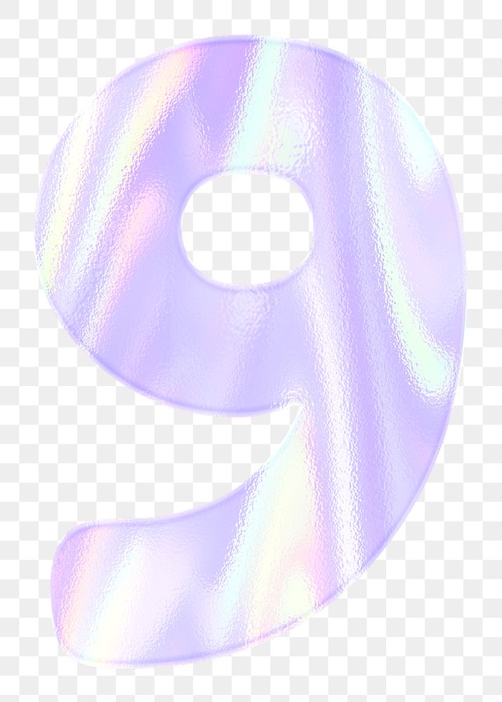 Pastel holographic number nine png sticker