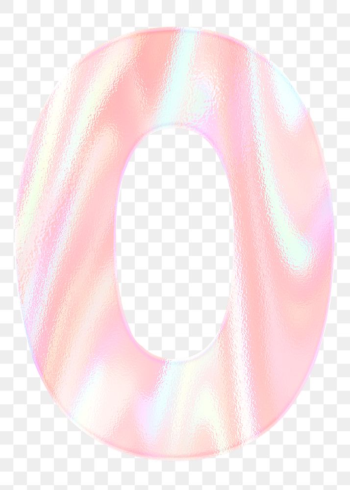 Pastel holographic number zero png sticker
