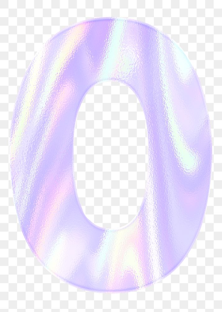 Numerical sticker number zero png pastel holographic