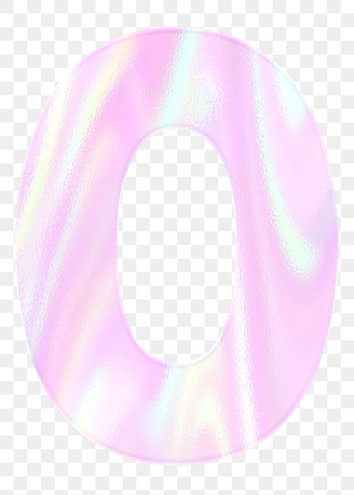 Shiny number zero png numerical sticker holographic