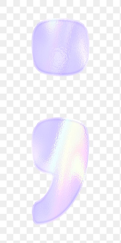 Shiny semicolon symbol png holographic pastel purple