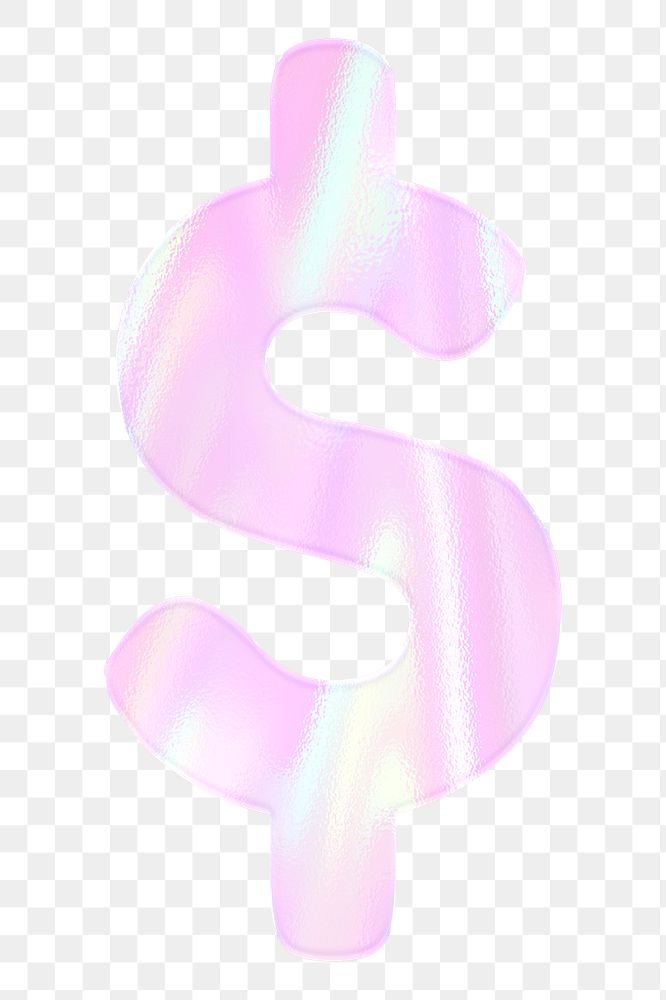 Shiny dollar symbol sticker png holographic pink pastel