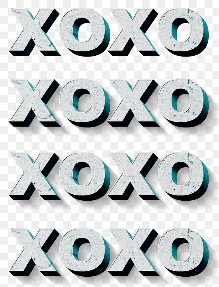 Xoxo png green 3D trendy word textured font typography