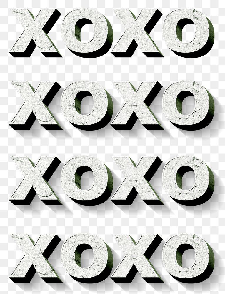 Xoxo png green word paper texture typography
