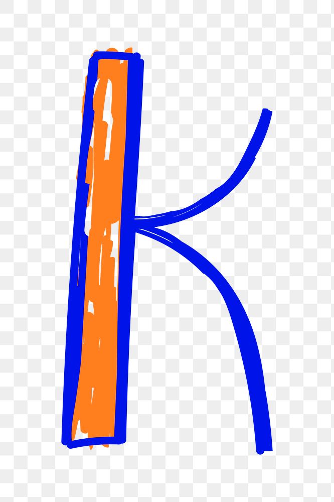 Letter K png hand drawn typography