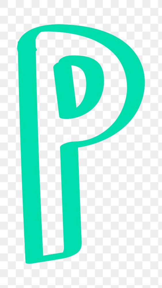 Png letter P doodle typography