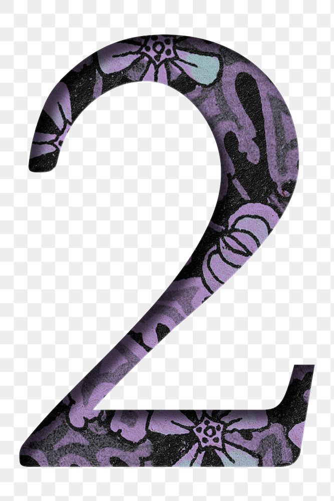 Vintage purple number 2 png typography