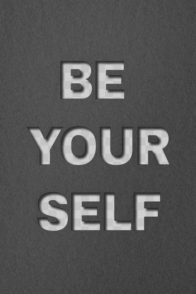 Be yourself word png paper cut typography