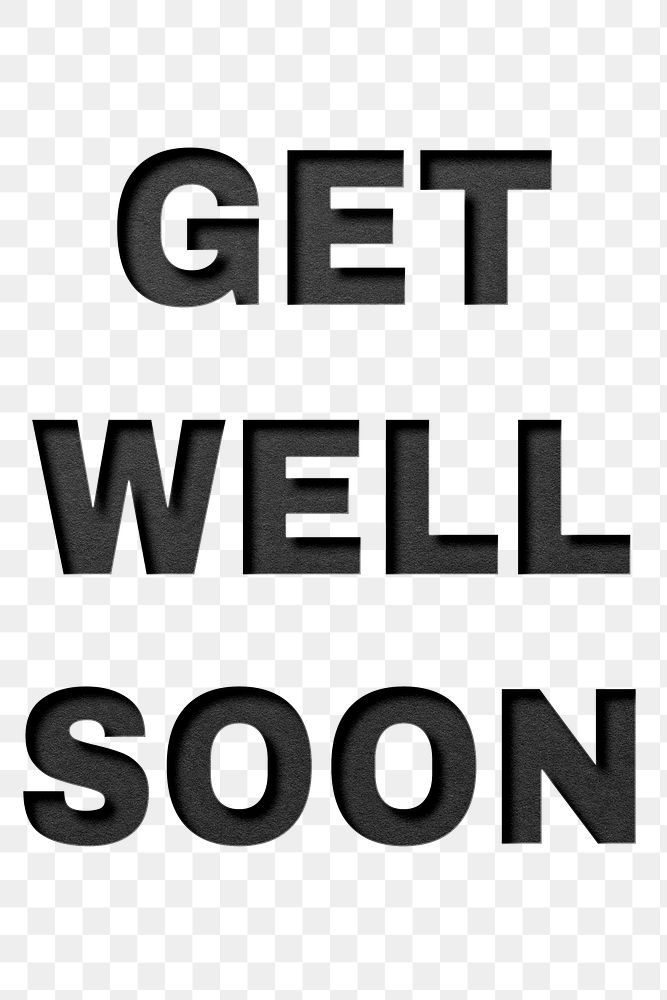 Get well soon paper cut typography png clipart