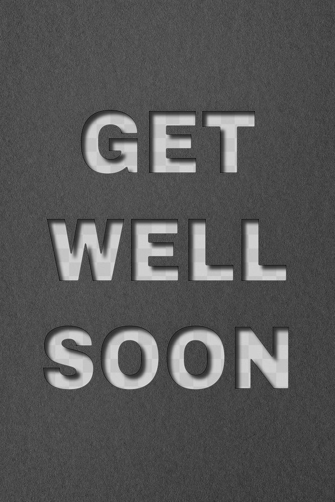 Get well soon paper cut typography png clipart