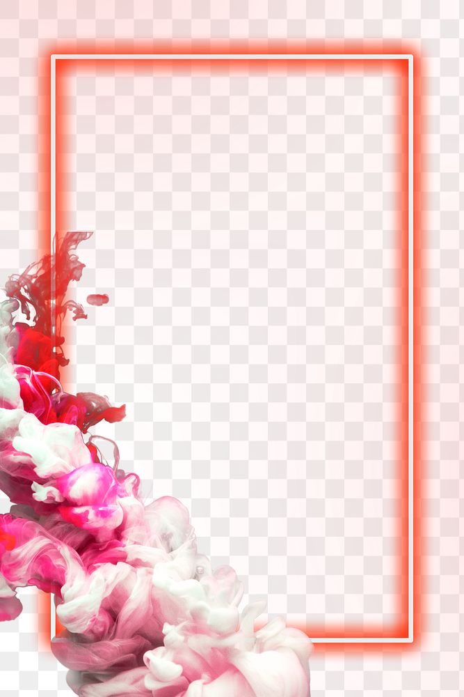 Glowing neon frame red png ink explosion