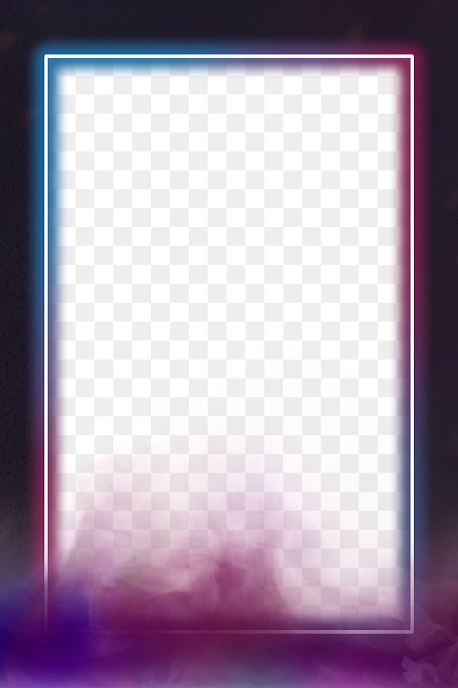 Rectangle neon frame png gradient color smoke foggy