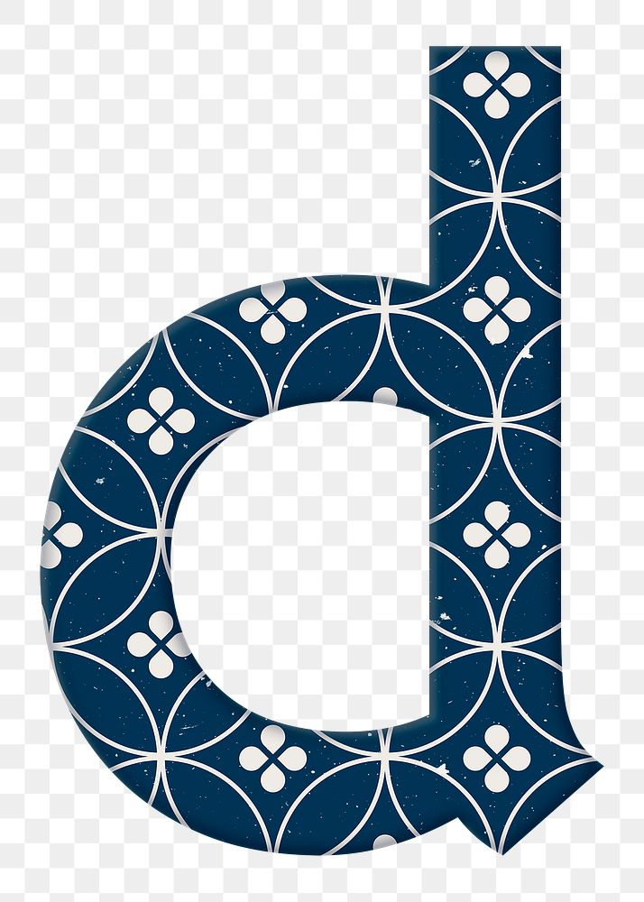 Shippo letter d Japanese png blue pattern typography