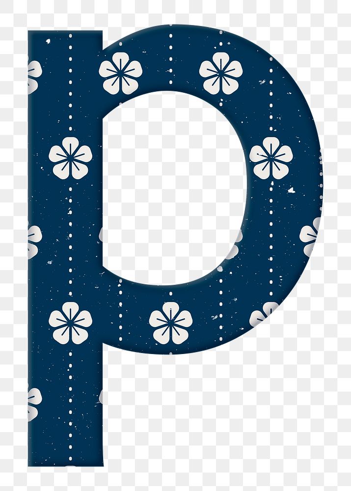 Ume letter p Japanese png blue pattern typography