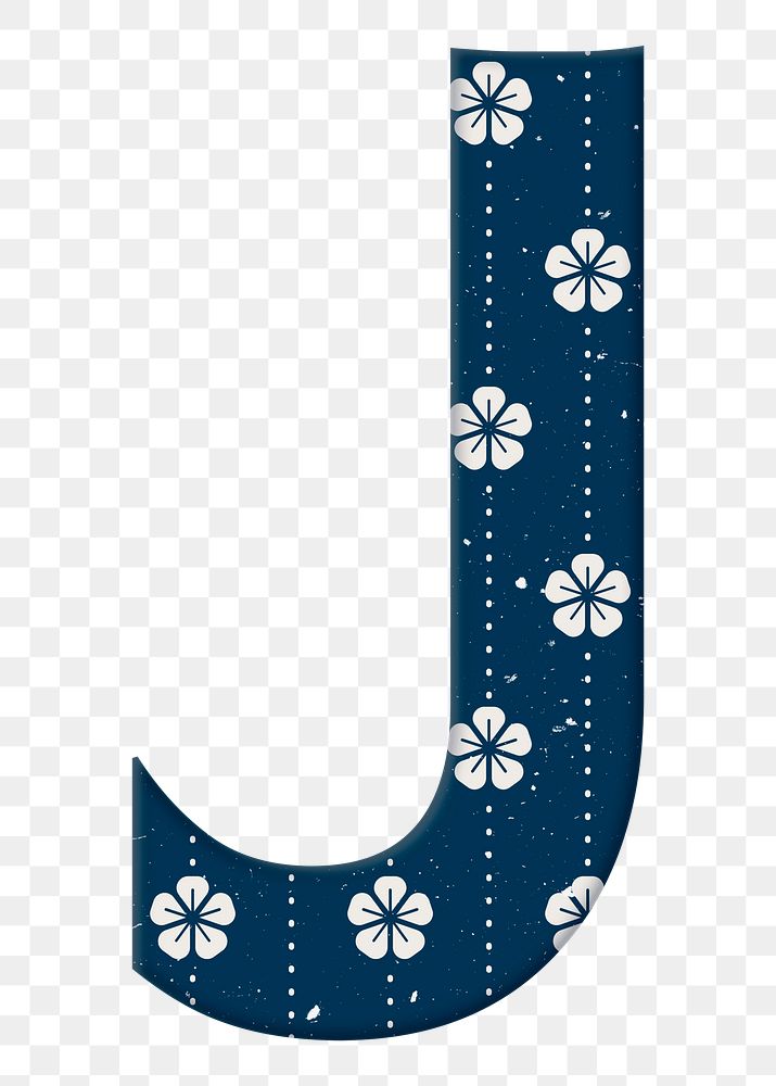 Ume letter j Japanese png blue pattern typography
