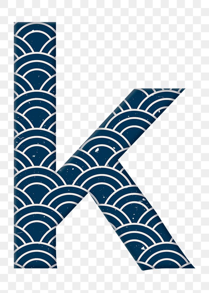 Seigaiha lowercase k Japanese png blue pattern typography