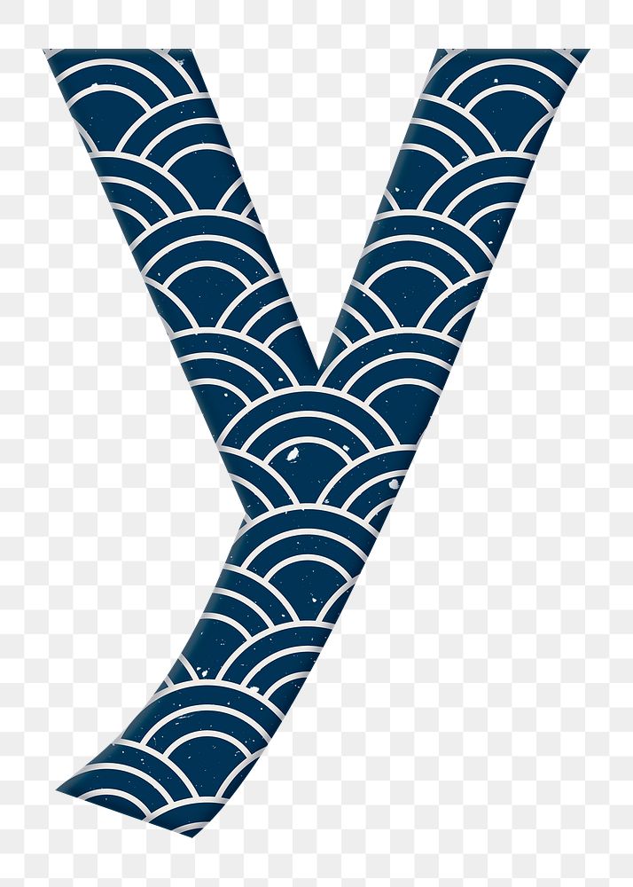 Seigaiha letter y Japanese png blue pattern typography