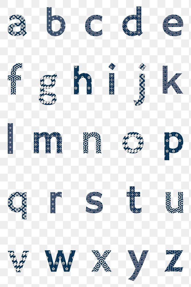Png alphabet set japanese inspired typeface