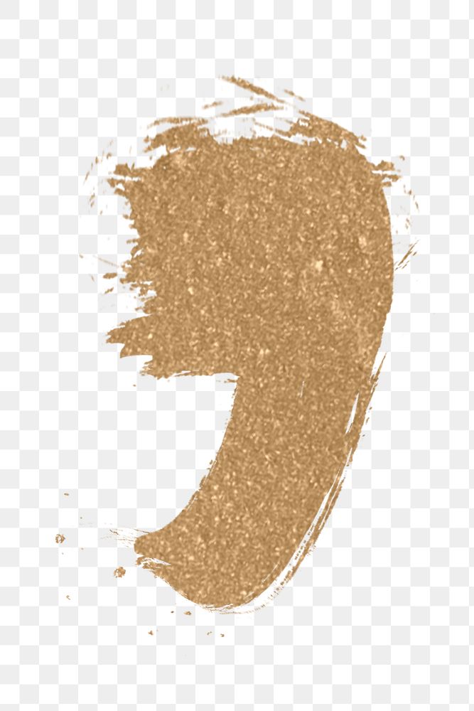 Gold comma symbol png brush stroke font