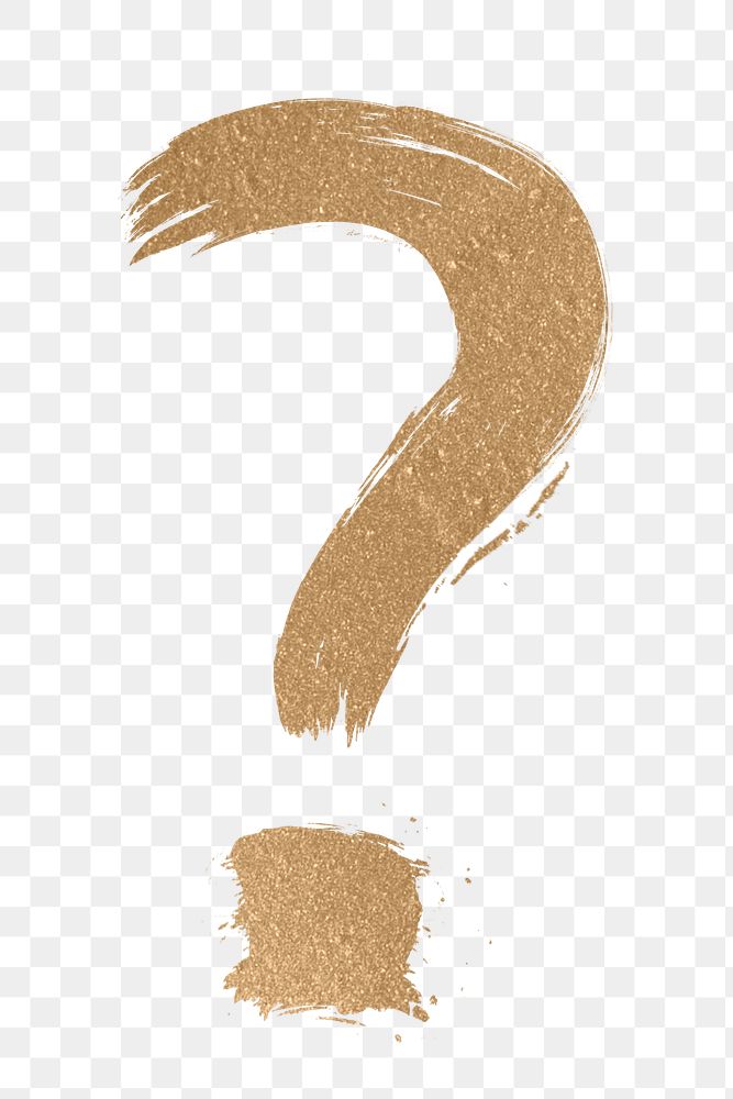 Gold question mark symbol png brush stroke font