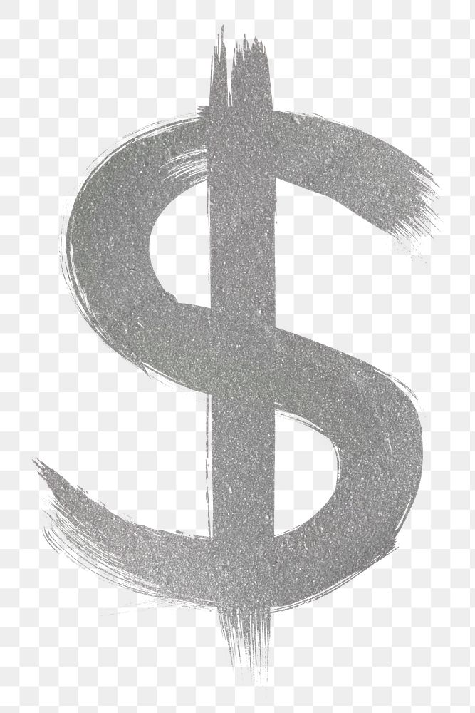 Dollar sign silver png brush stroke font