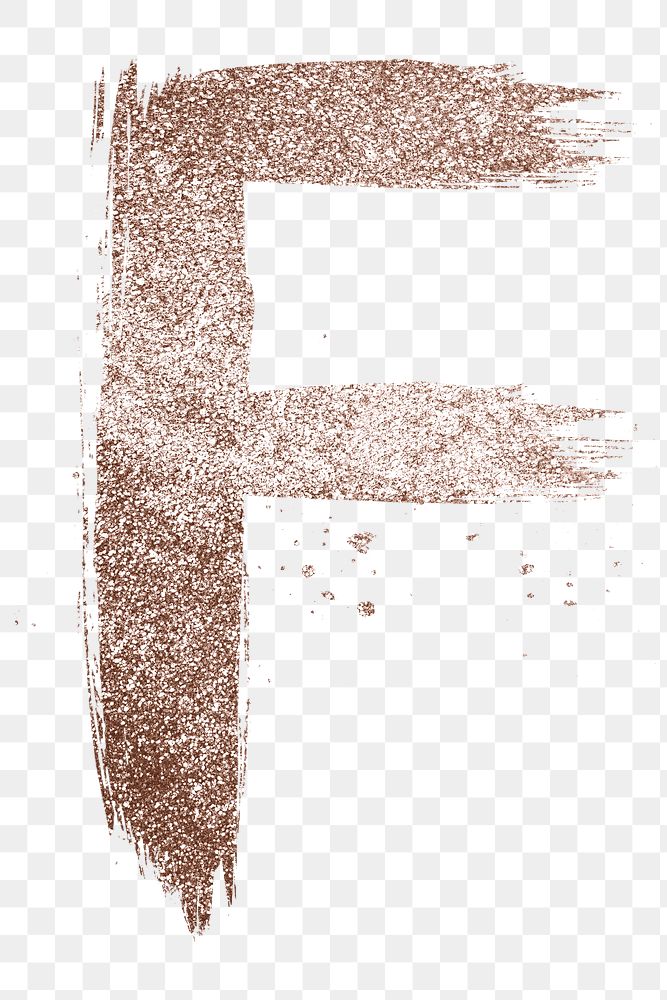 Painted glitter f letter png rose gold font