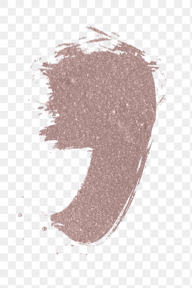 Painted comma symbol png rose gold font