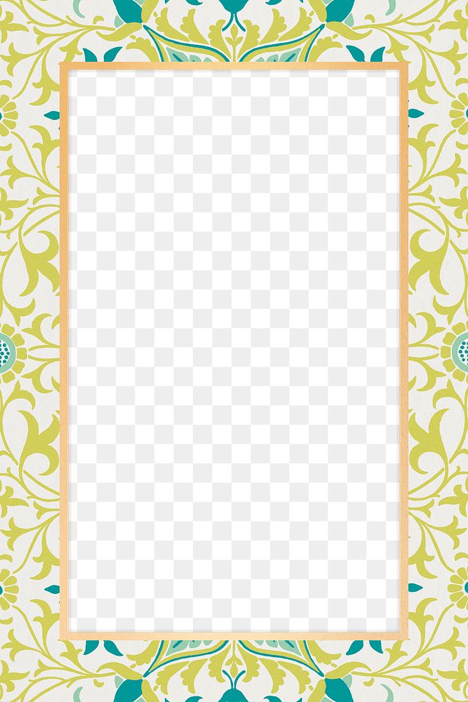 Gold frame png Bohemian fabric pattern
