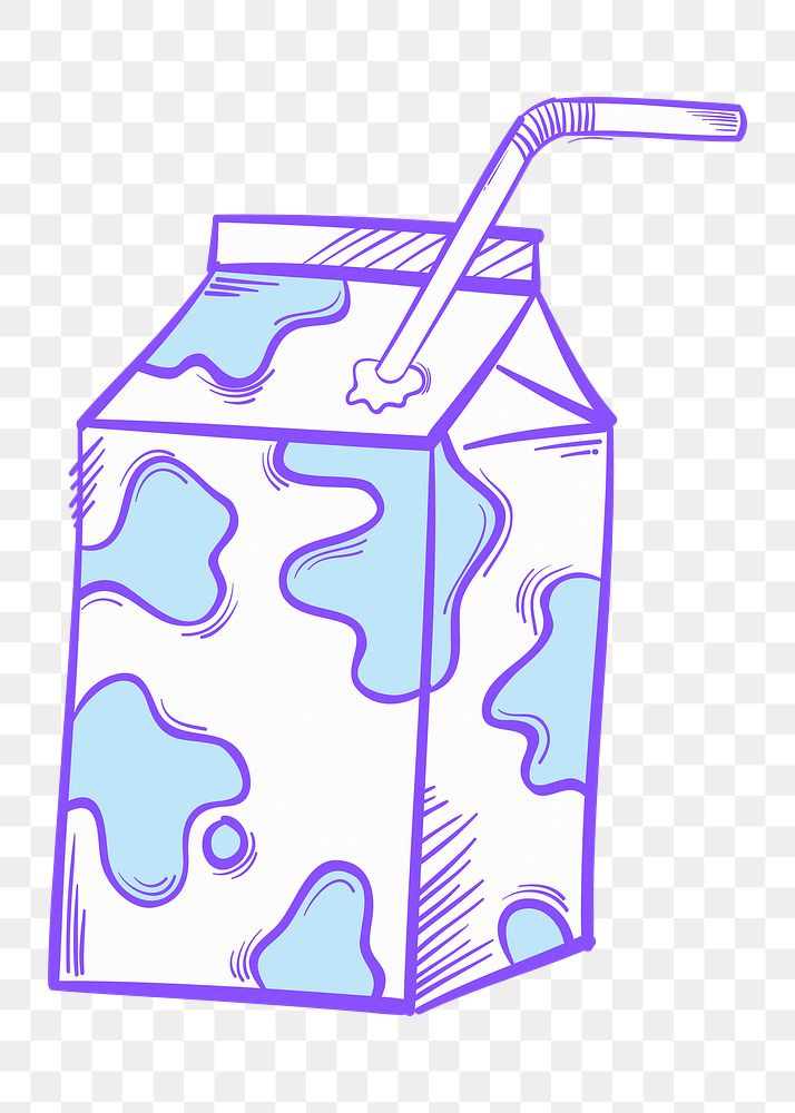 Png milk carton cartoon doodle food sticker