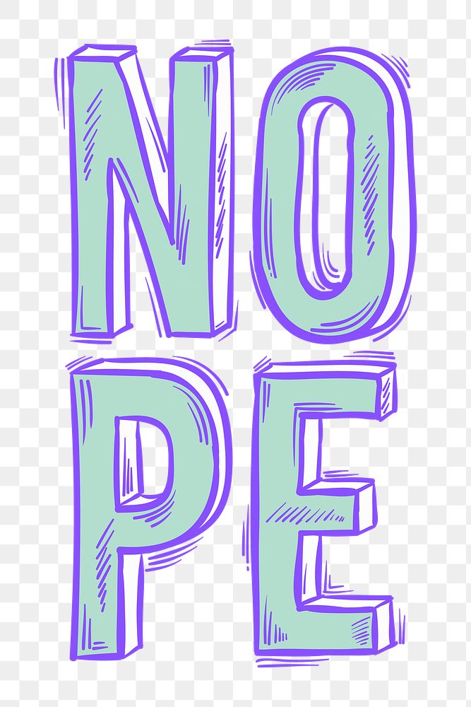 Png nope word funky hand drawn doodle cartoon sticker