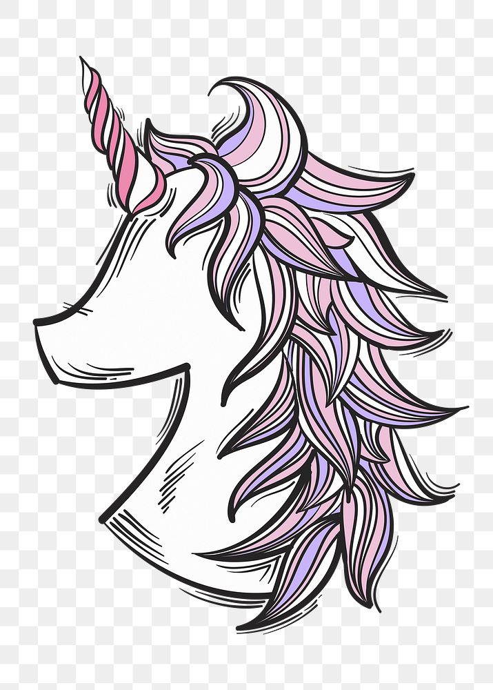 Png unicorn funky hand drawn doodle cartoon sticker