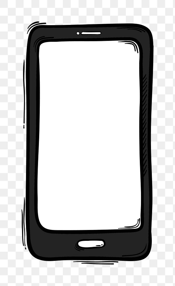 Png phone screen black space hand drawn doodle cartoon sticker