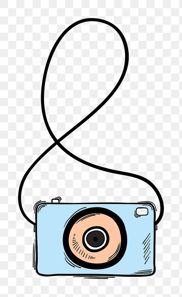 Png camera funky hand drawn doodle cartoon sticker