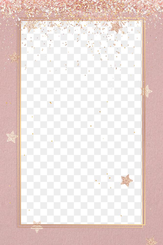 Festive gold shimmery png frame star pattern 