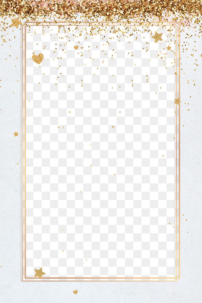 Festive shimmery png frame heart pattern white background