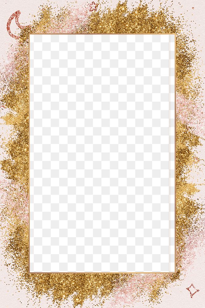 Gold glitter frame png festive background