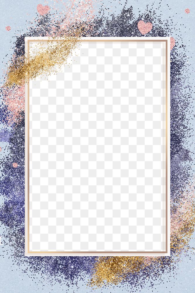 Glitter frame png purple sparkly background