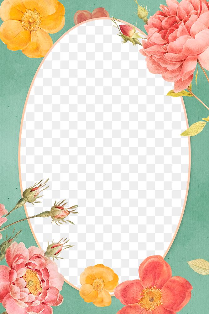 Transparent multicolored flora frame layer