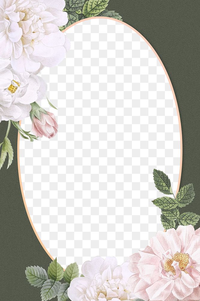 Transparent blooming floral border frame