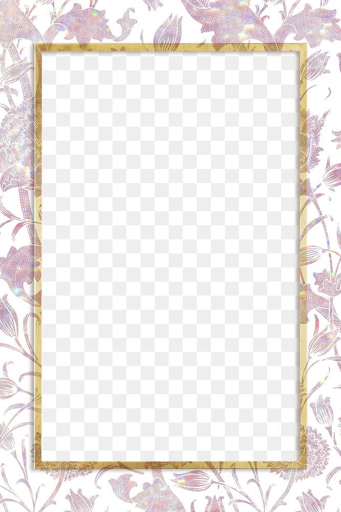 Nature holographic png frame pattern remix from artwork by William Morris