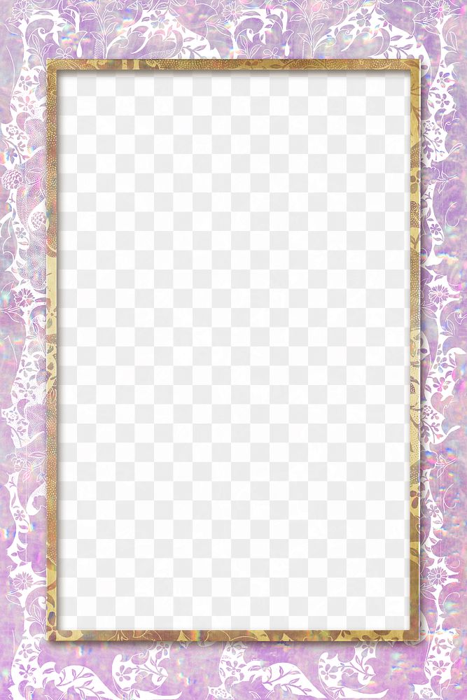 Floral holographic png frame pattern remix from artwork by William Morris