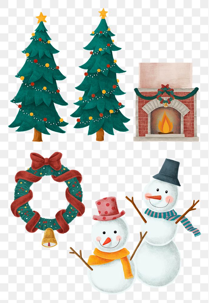 Cute Christmas png sticker ornament drawing collection
