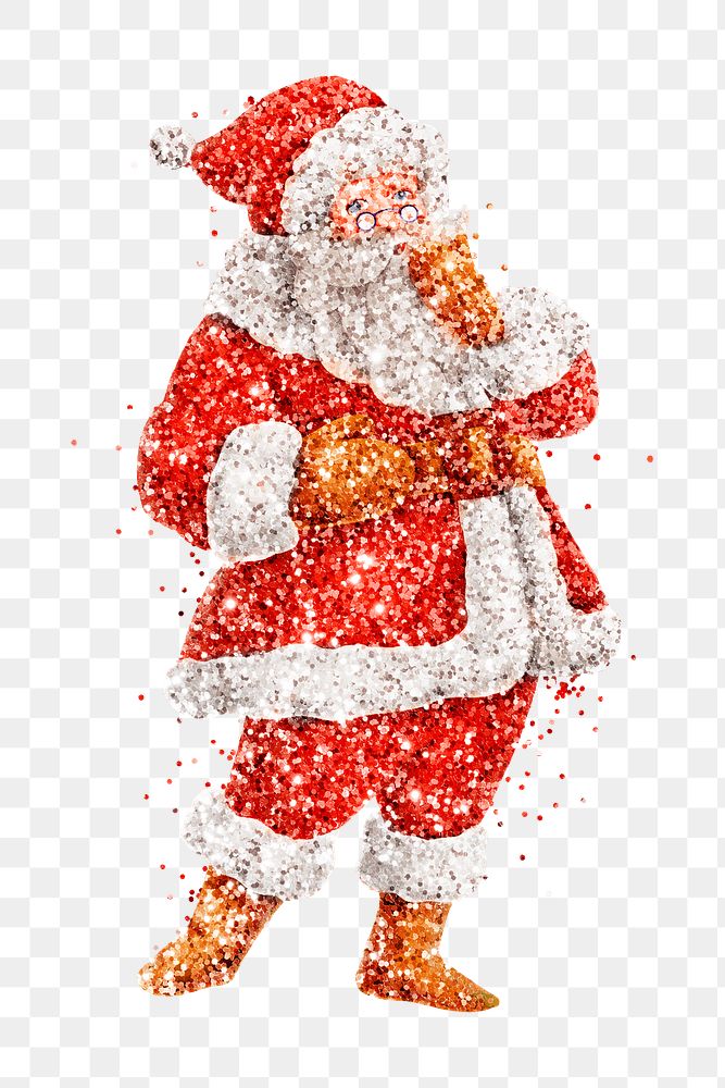 Sparkle Santa Claus png sticker Christmas illustration