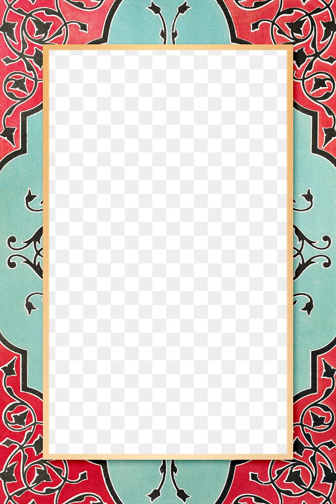 Ornamental pattern frame png vintage green illustration