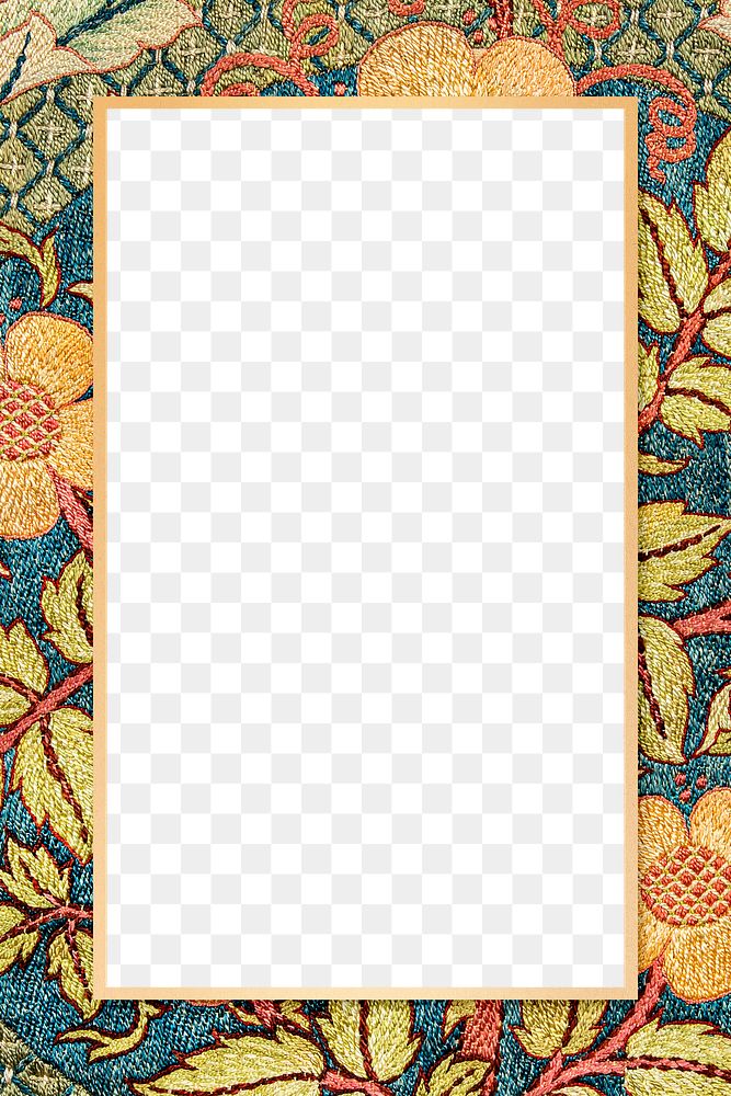 Art nouveau png rose flower pattern frames remix from artwork by William Morris