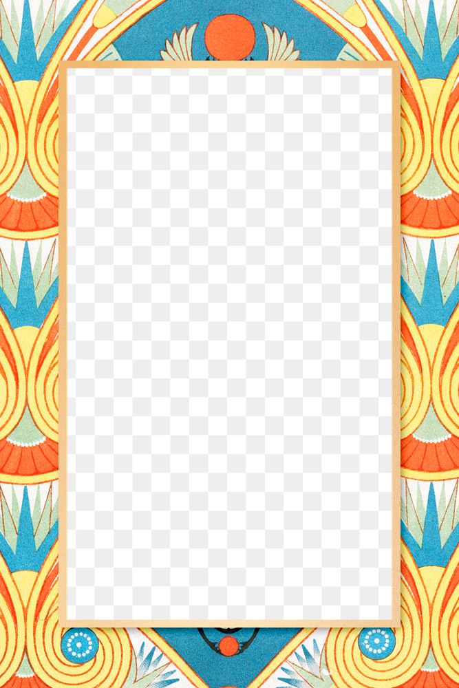 Colorful Egyptian patterned frame png ornamental illustration