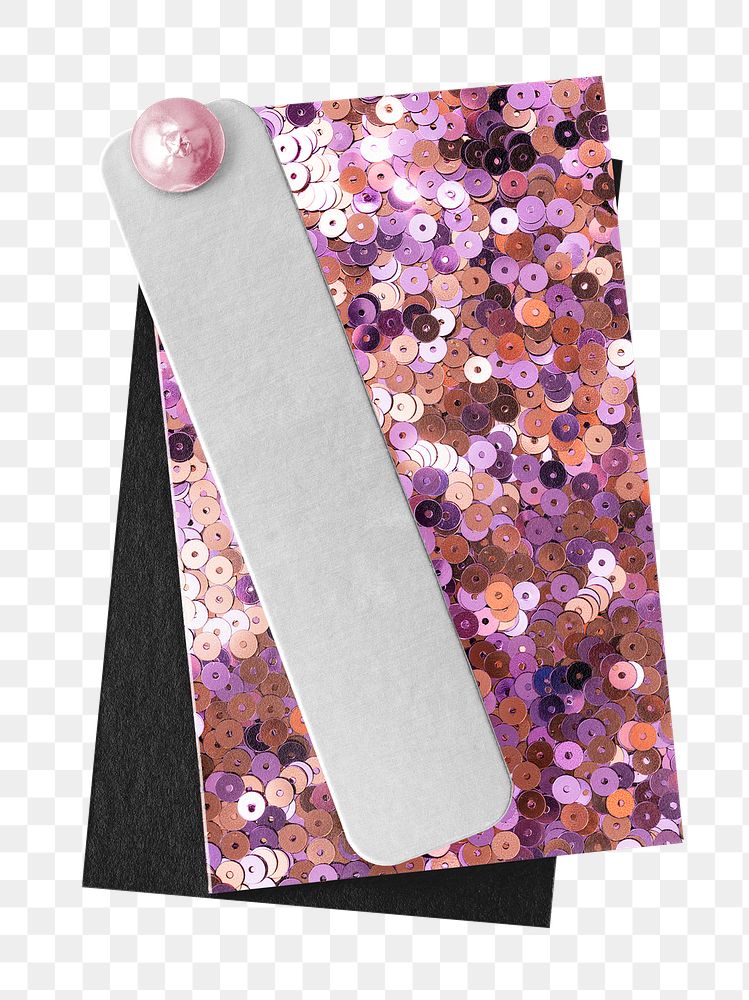 Png card Valentine&rsquo;s day blank note with pink glittery sequin texture