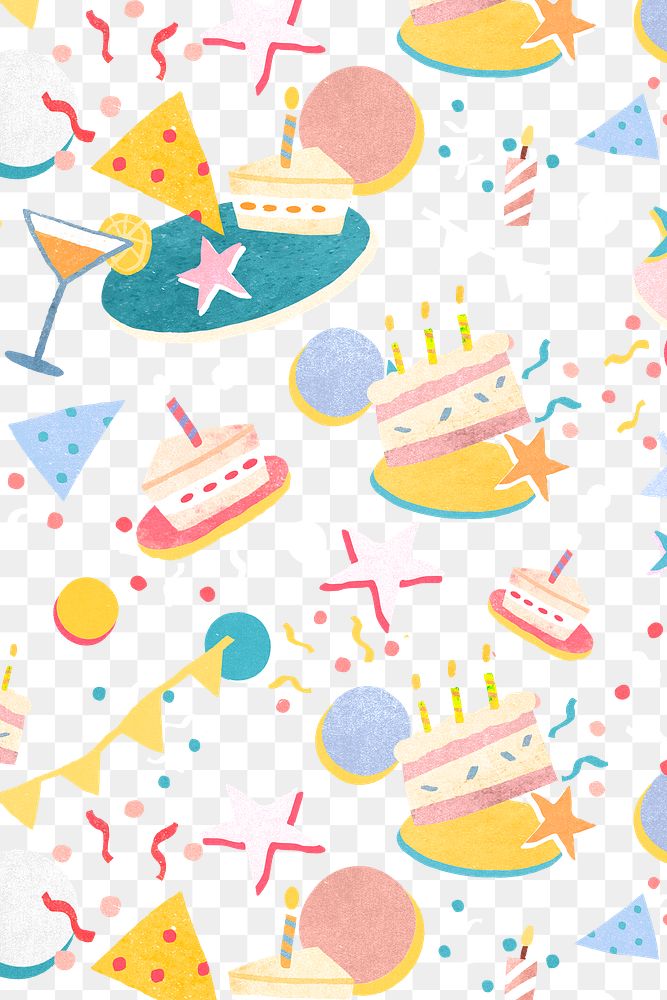 Png pattern birthday party transparent background