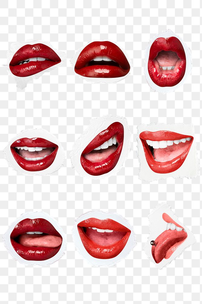 Png red lips stickers sexy Valentine&rsquo;s day theme collection