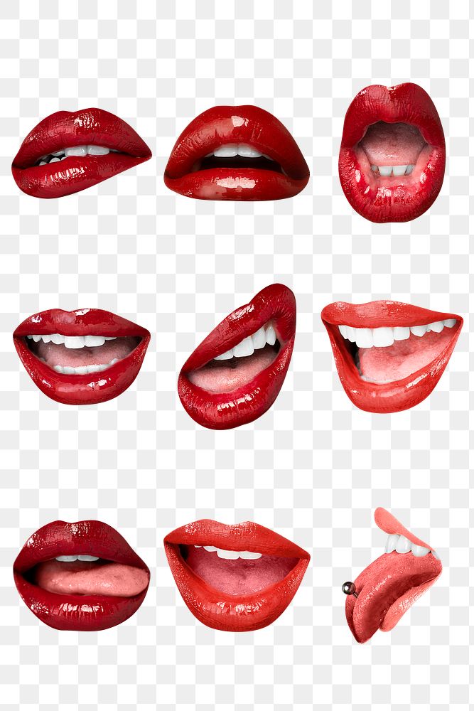 Png red lips stickers sexy Valentine&rsquo;s day theme collection